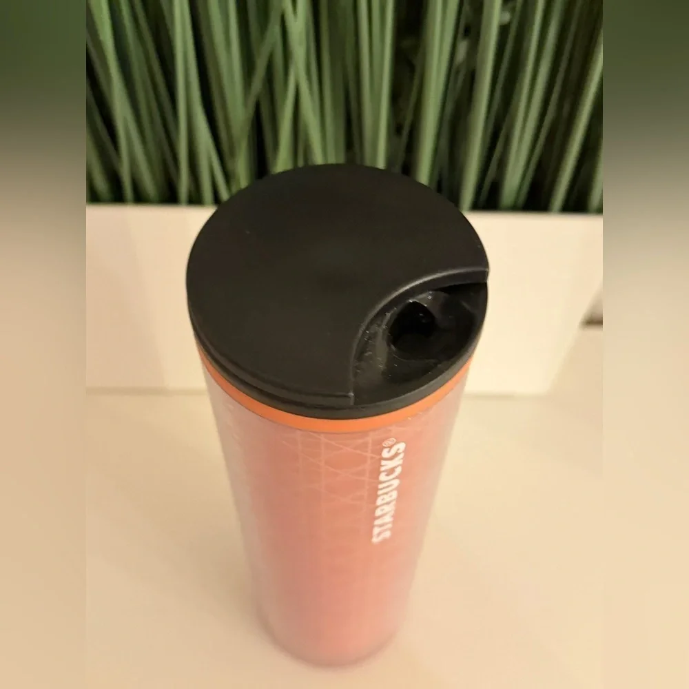 Starbucks Orange Geometric Travel Tumbler 16oz – Used, Rare Design